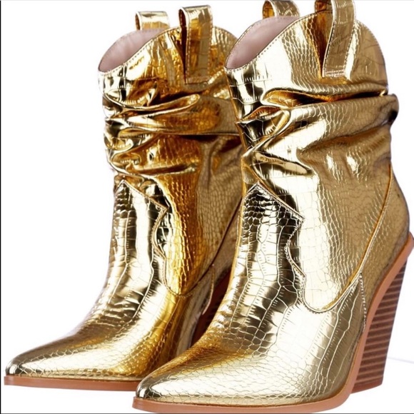 metallic gold booties